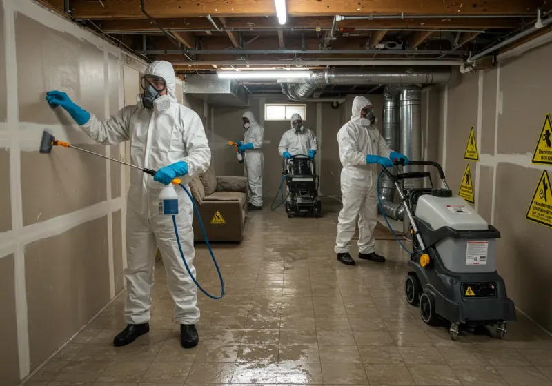 Basement Moisture Removal and Structural Drying process in Smithville-Sanders, IN